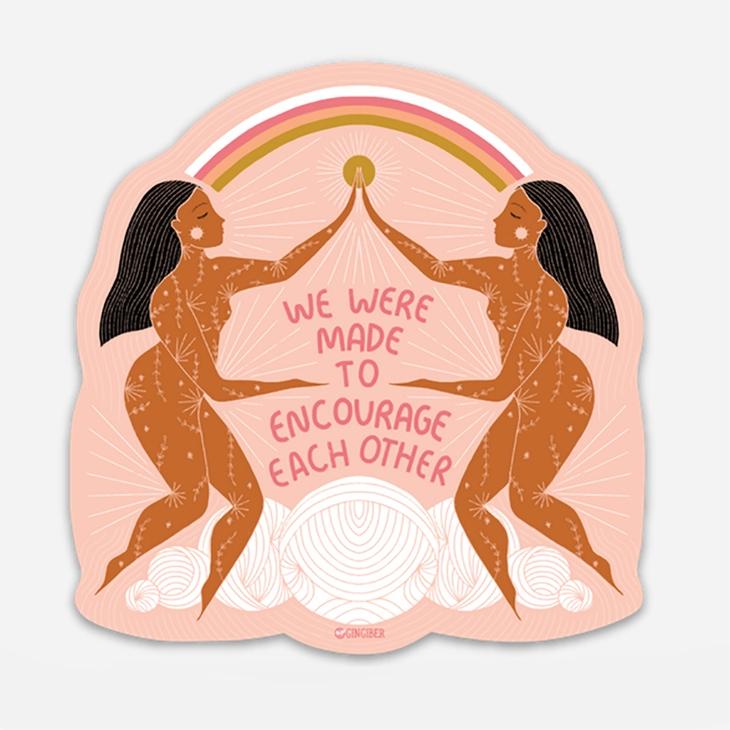 pink sticker with Women POC and We were made to encourage each other text - Austin Gift Shop